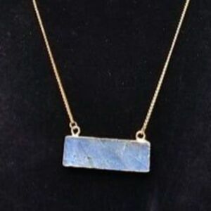 AB Glass Pendant with Gold Tone Chain Necklace 16.5"L